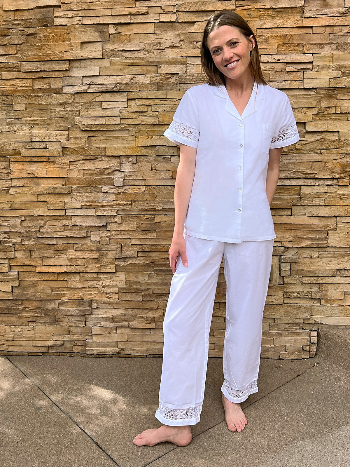 Alison White Cotton Pajamas