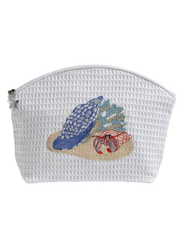 Cosmetic Bag (Medium), Embroidered Coastal