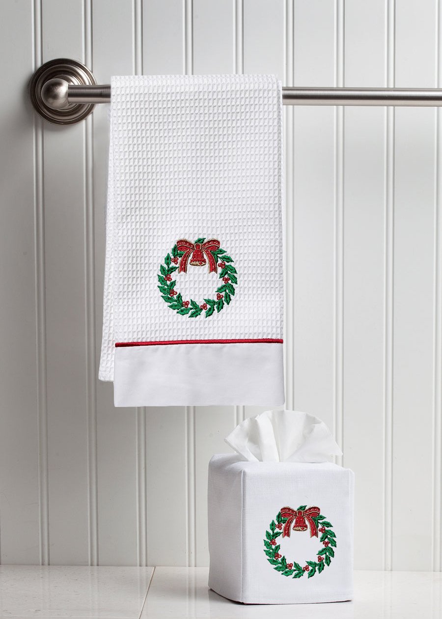 Tissue Box Cover, Bell Wreath (Green, Red)