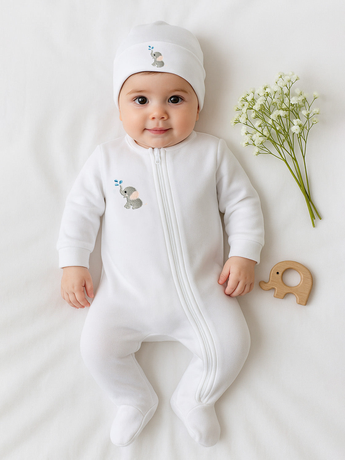Cozy Newborn Set – Footie, Hat & Gown