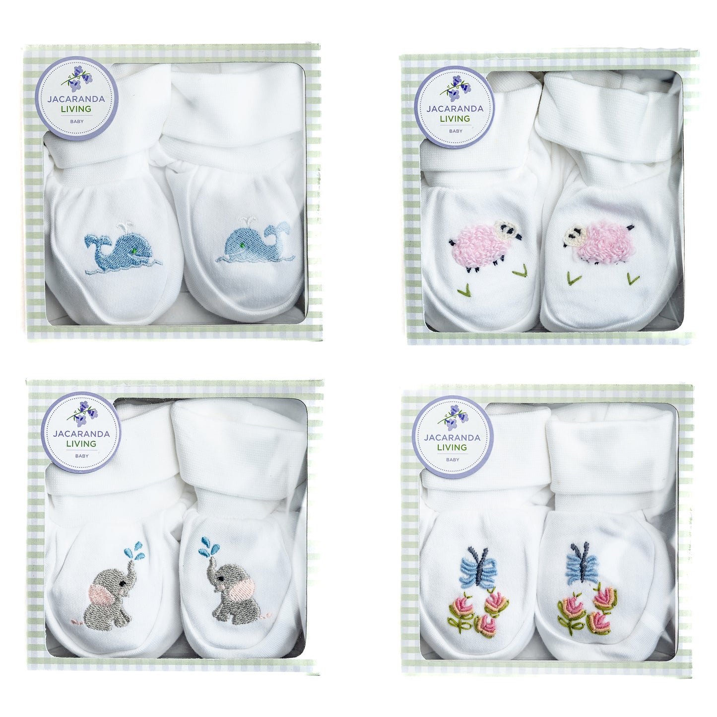 Baby Booties, Combed Cotton, Embroidered