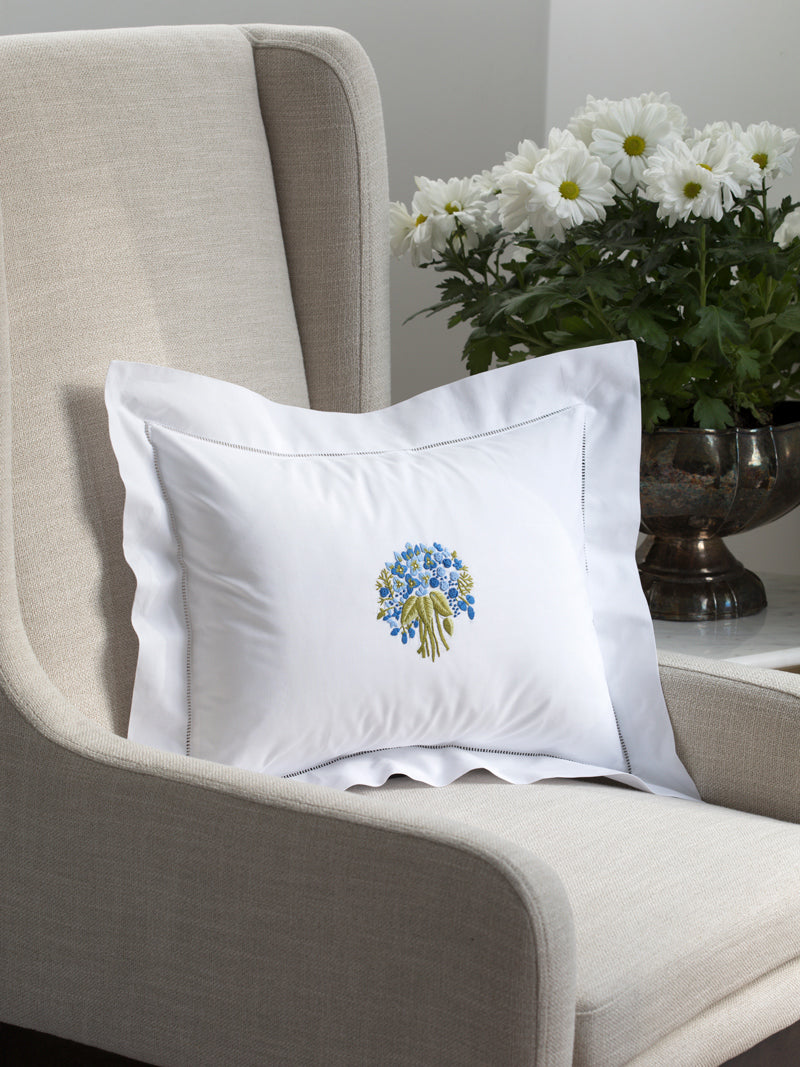 Boudoir Pillow Cover, Embroidered with Hem Stitch
