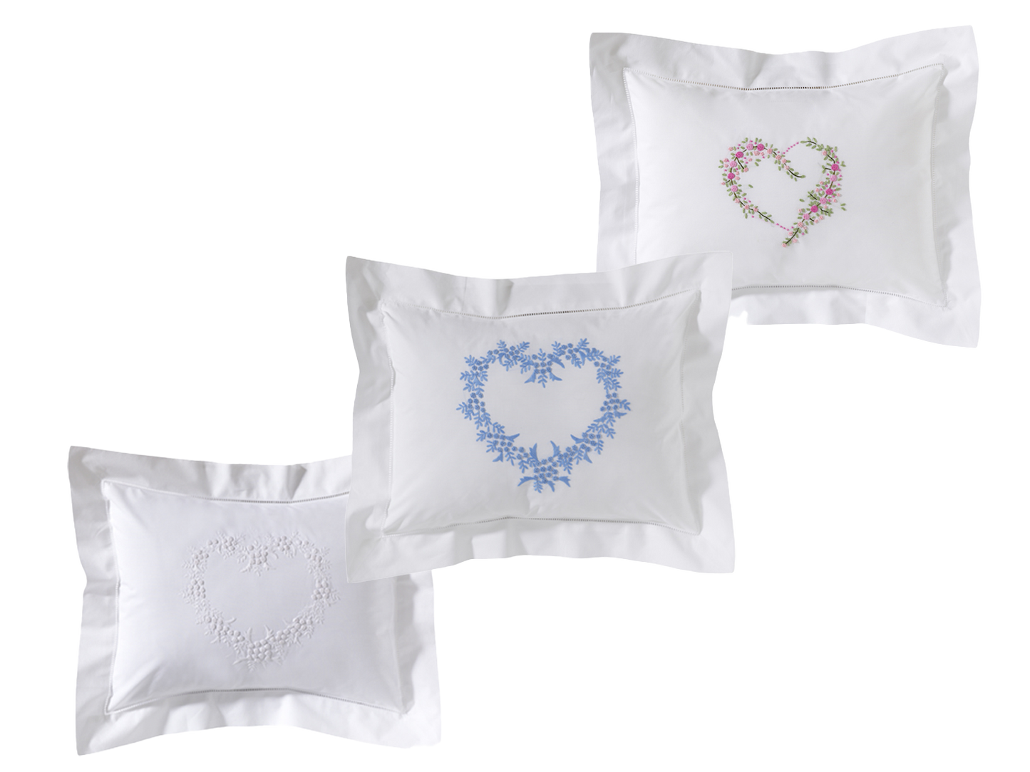 Boudoir Pillow Cover, Embroidered with Hem Stitch