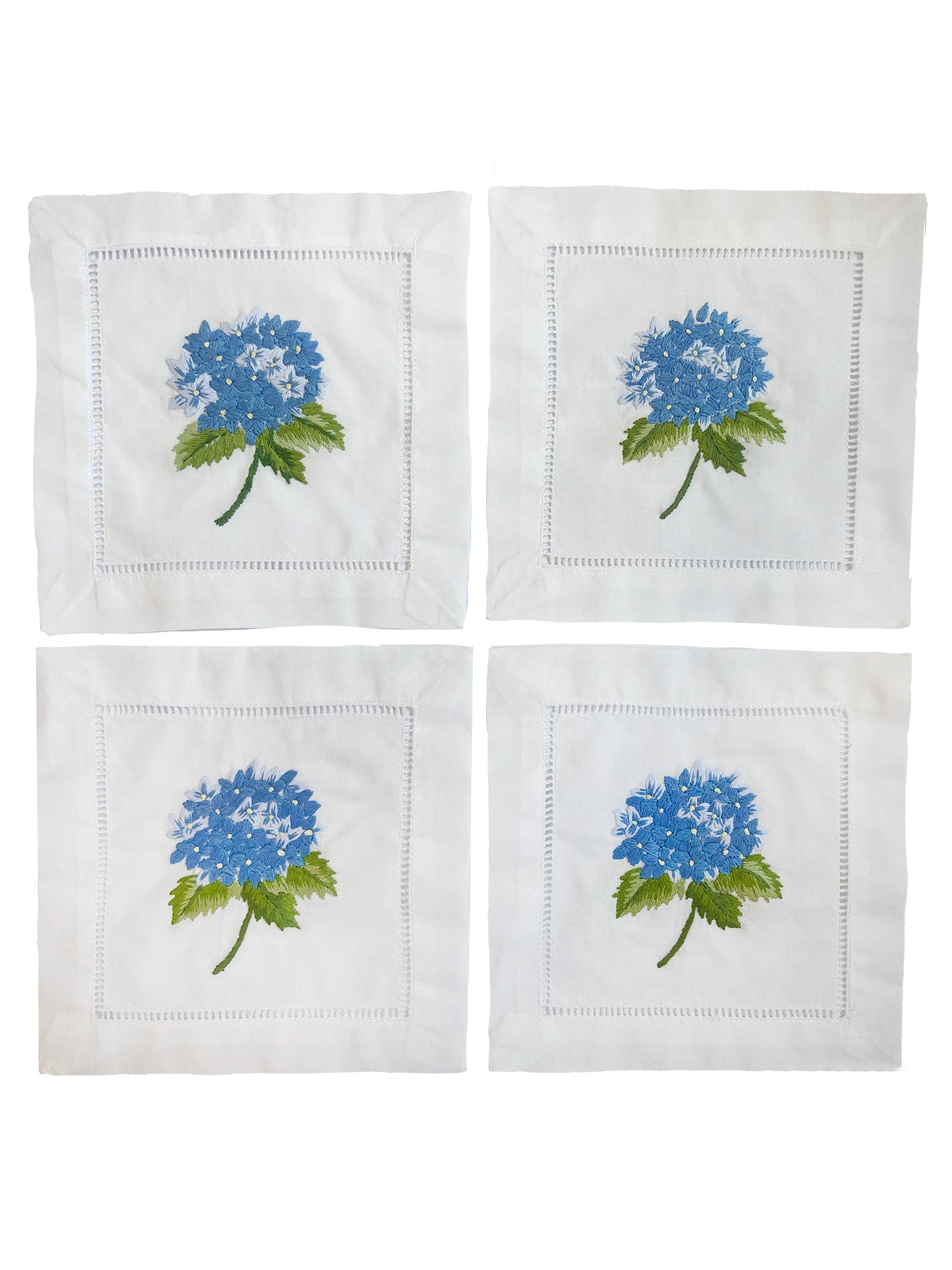 Hand Embroidered Cocktail Napkins – Set of 4
