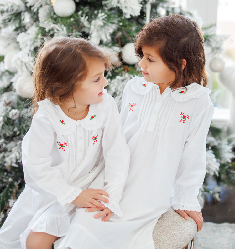 white christmas dresses Baby Girl Embroidered Pattern Long Sleeve Autumn Style Christmas Dress –  MyKids-USA® main image 0