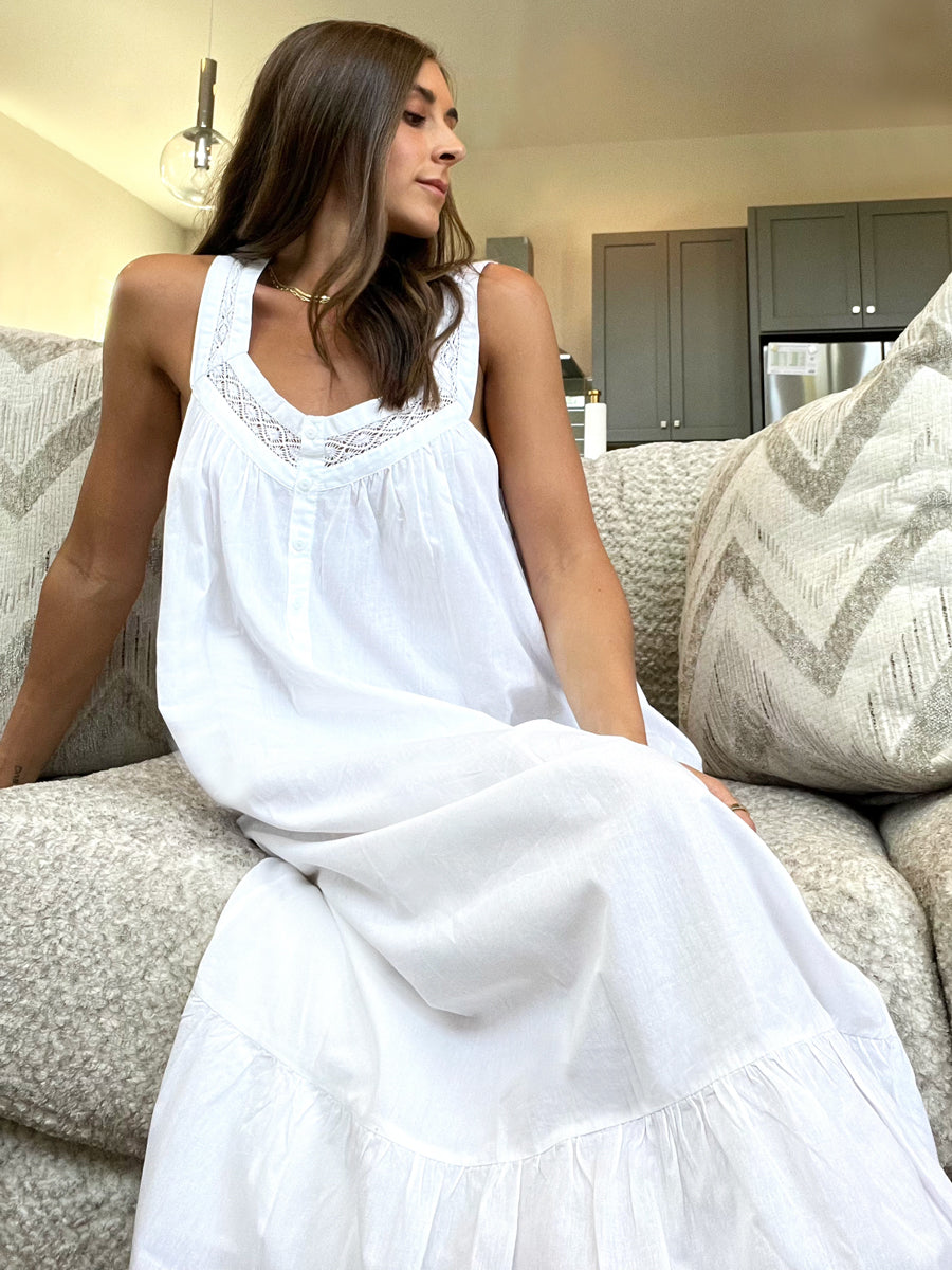 Courtney White Cotton Nightgown