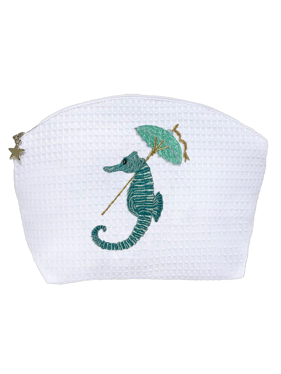 Cosmetic Bag (Medium), Seahorse & Umbrella