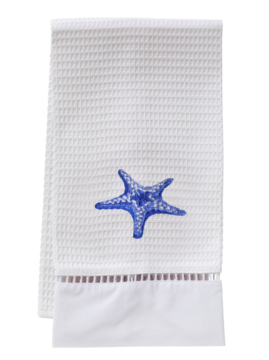 Guest Towel, Waffle Weave, Morning Starfish (Blue)