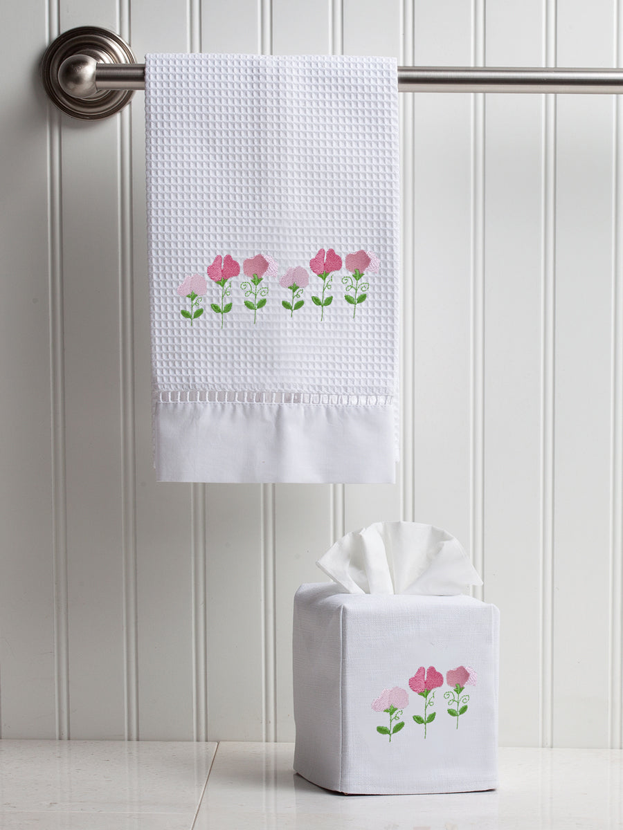 Tissue Box Cover, Row of Sweet Peas