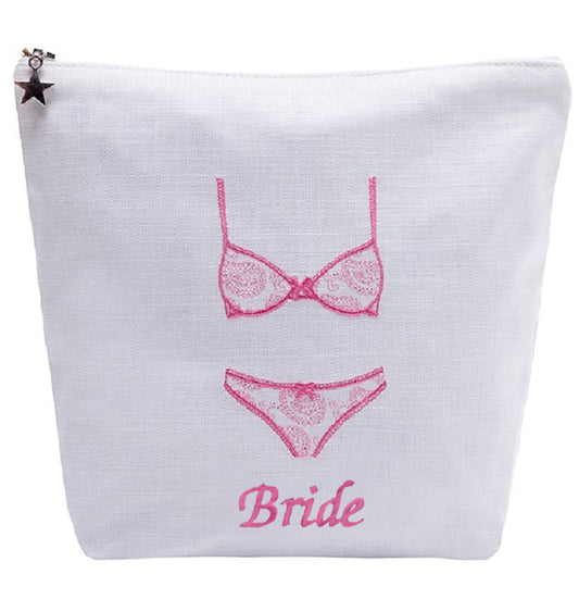 Lingerie Bag "Bride", Linen / Cotton
