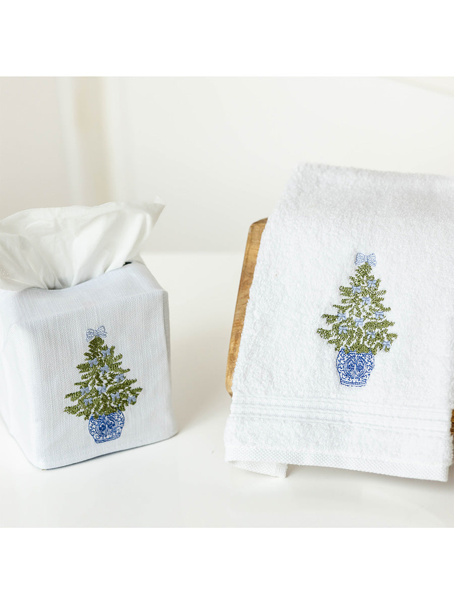Tissue Box Cover, Chinoiserie Christmas Tree