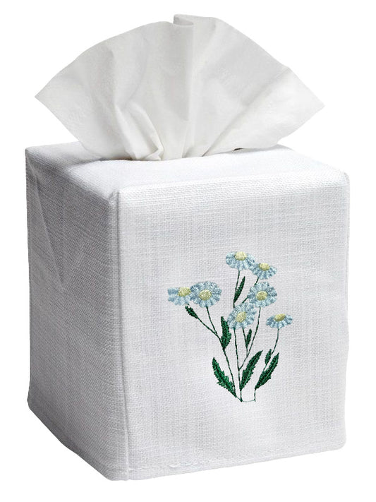 Tissue Box Cover, Daisies (Ice Blue)