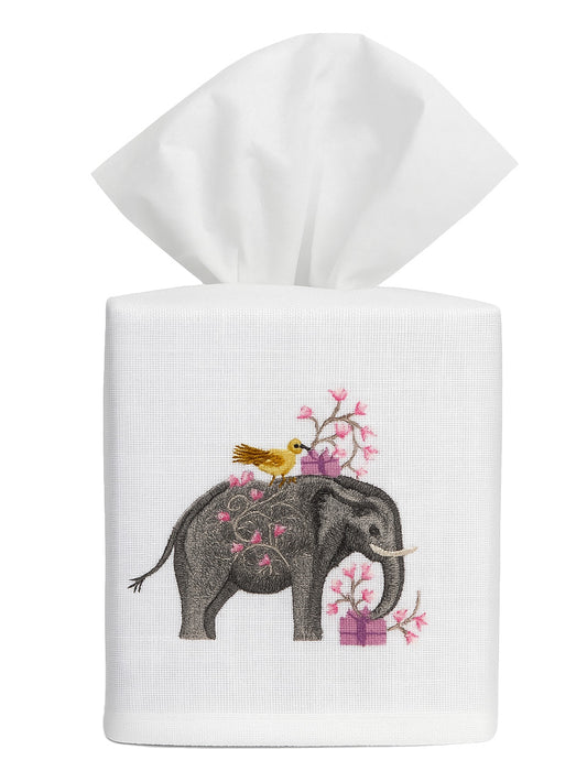 Tissue Box Cover, Garden Elephant (Lavender)