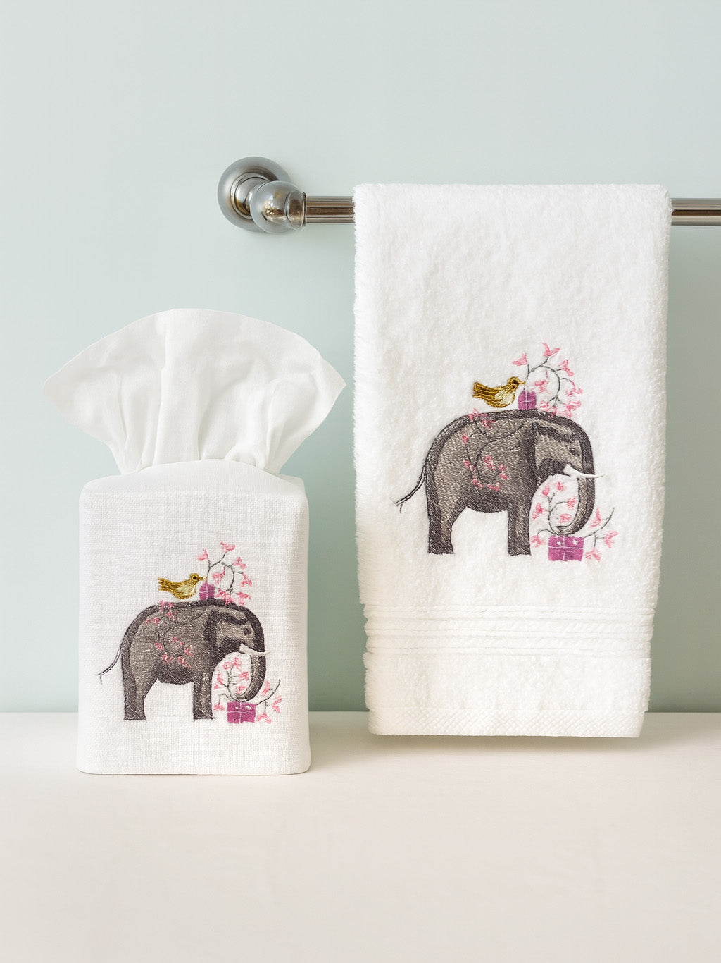Tissue Box Cover, Garden Elephant (Lavender)