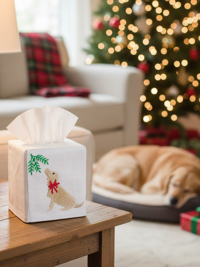 Tissue Box Cover, Chinoiserie Christmas Tree