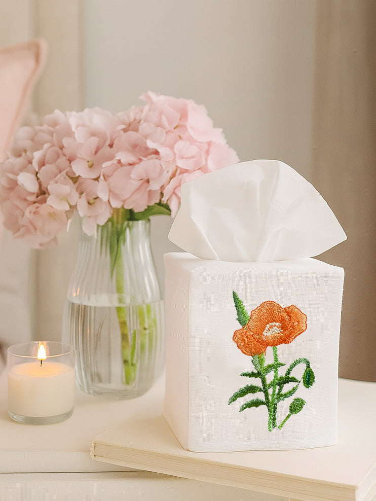 Tissue Box Cover, Poppy (Tangerine)