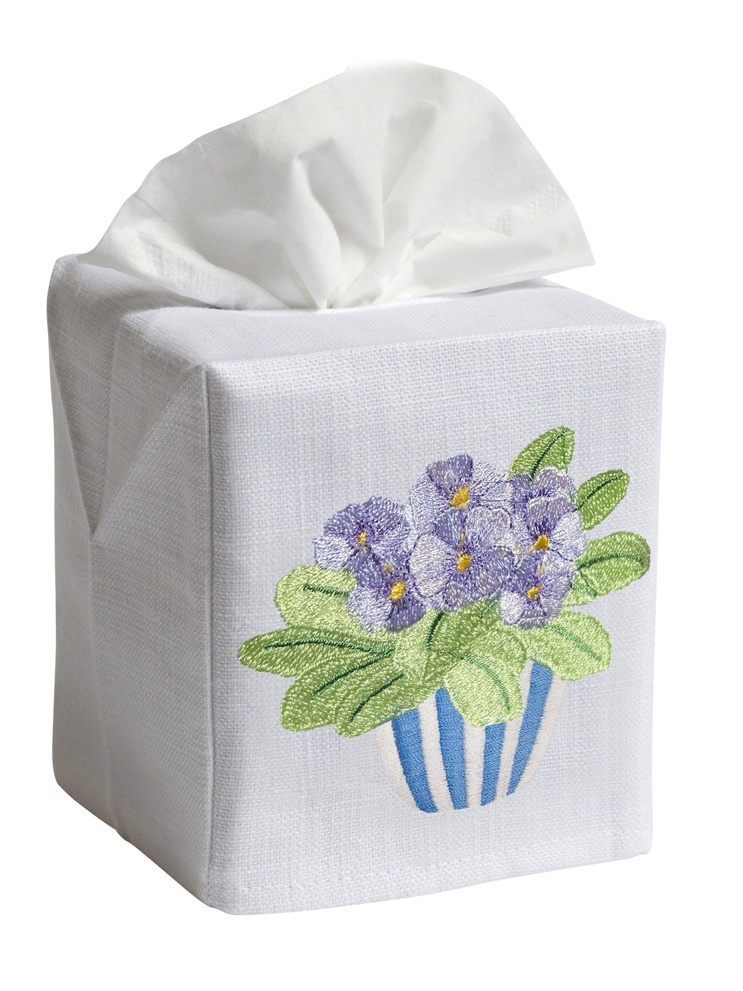 Tissue Box Cover, Pot of Pansies