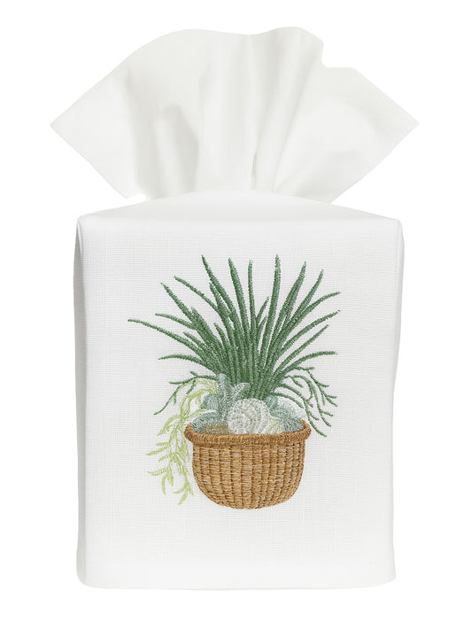 Tissue Box Cover, Seagrass & Seashells Basket