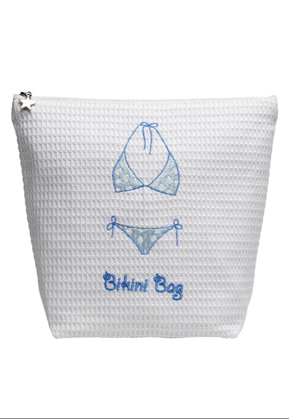 Bikini Bag - White Cotton Waffle Weave