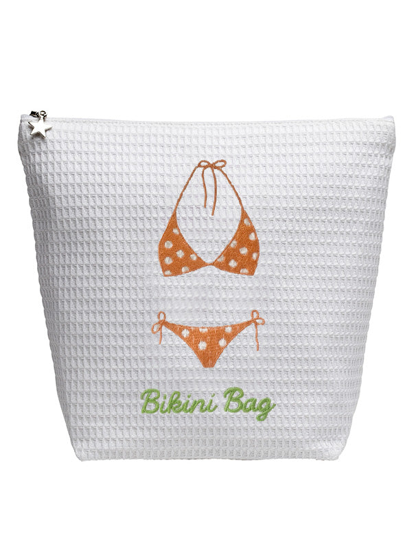 Bikini Bag - White Cotton Waffle Weave