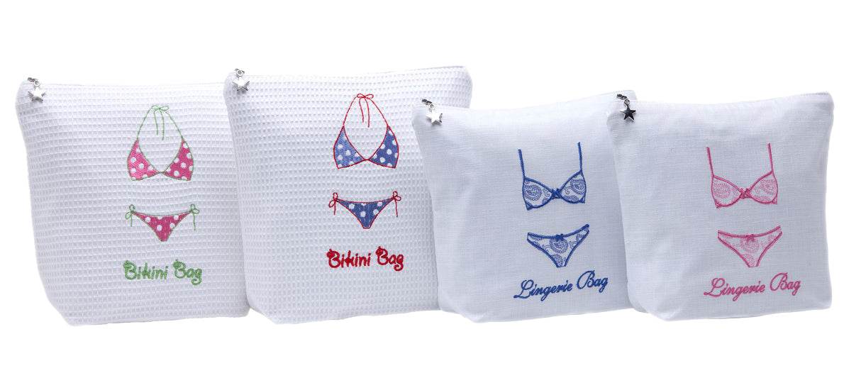 Bikini Bag - White Cotton Waffle Weave