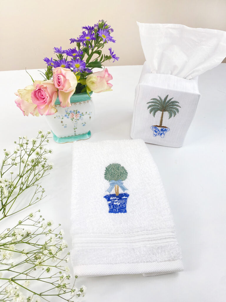 Guest Towel, Terry, Botanical Embroidered