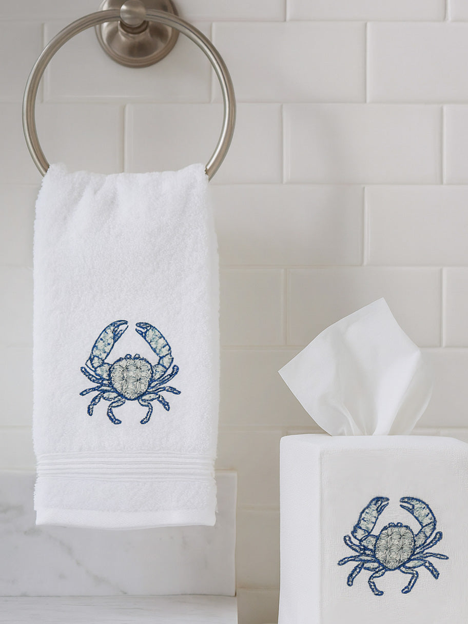 Guest Towel, Terry, Crab Chinoiserie
