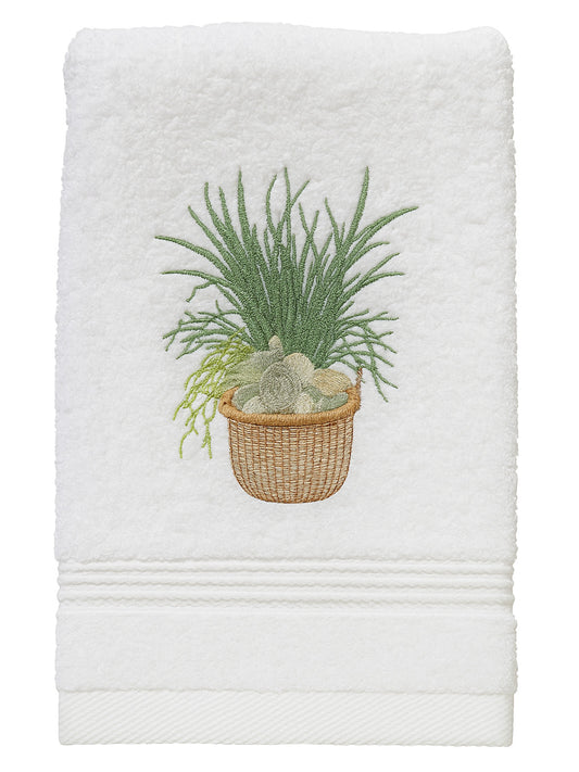 Guest Towel, Terry, Seagrass & Seashells Basket