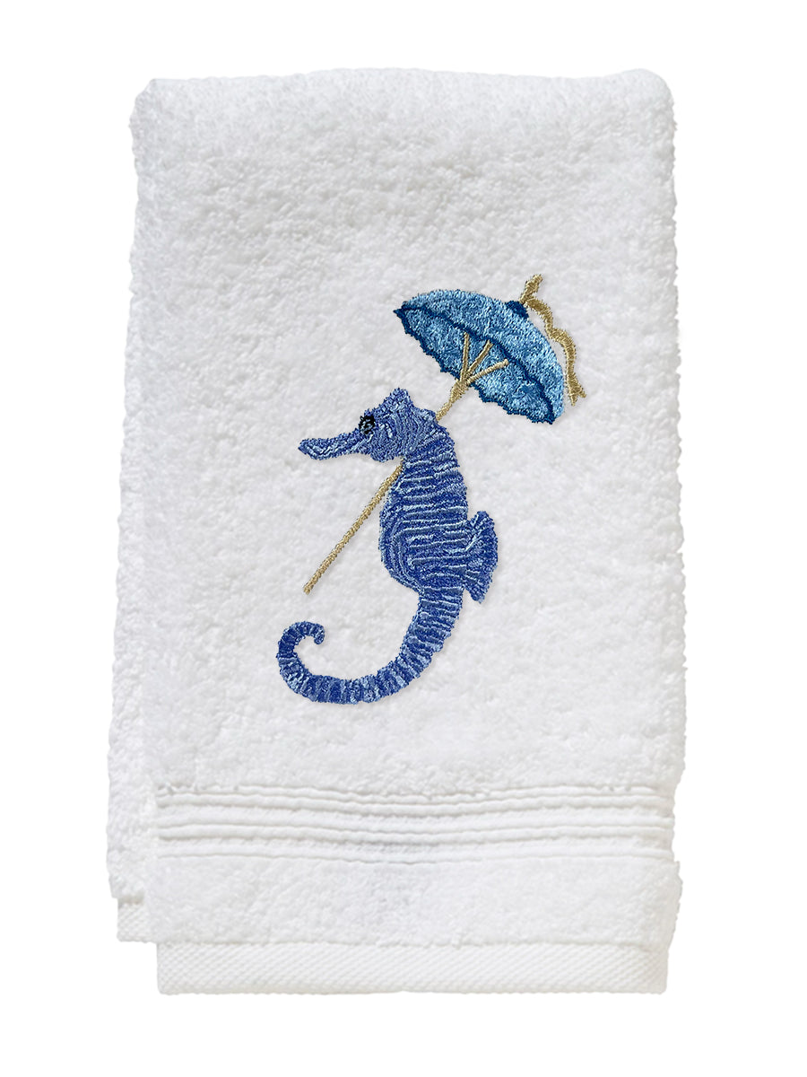 Guest Towel, Terry, Seahorse Umbrella - Jacaranda Living