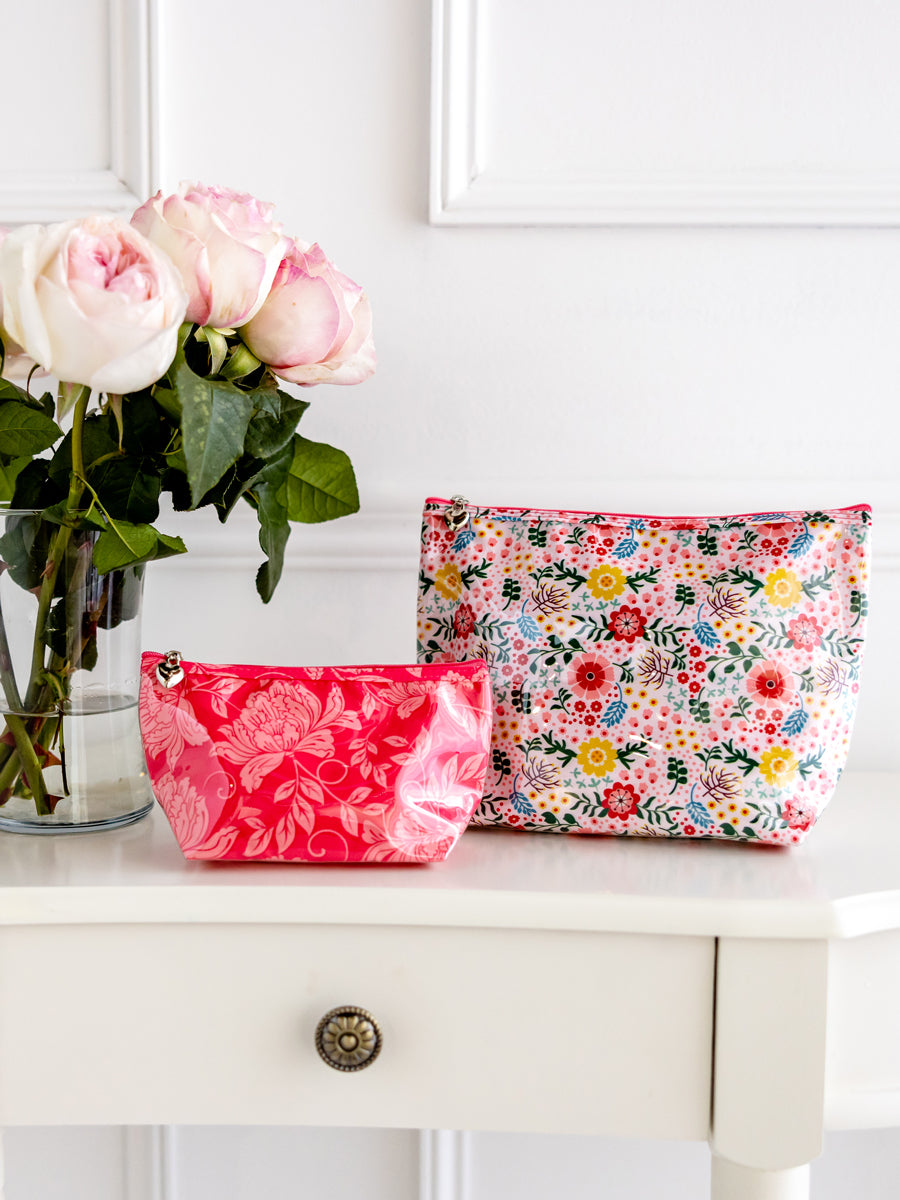 Cosmetic Bag (Small), Peonies (Pink)
