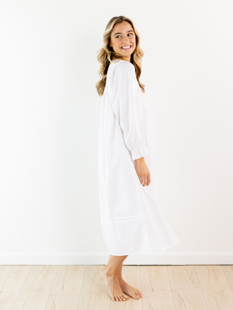 Adelaide White Cotton Nightgown