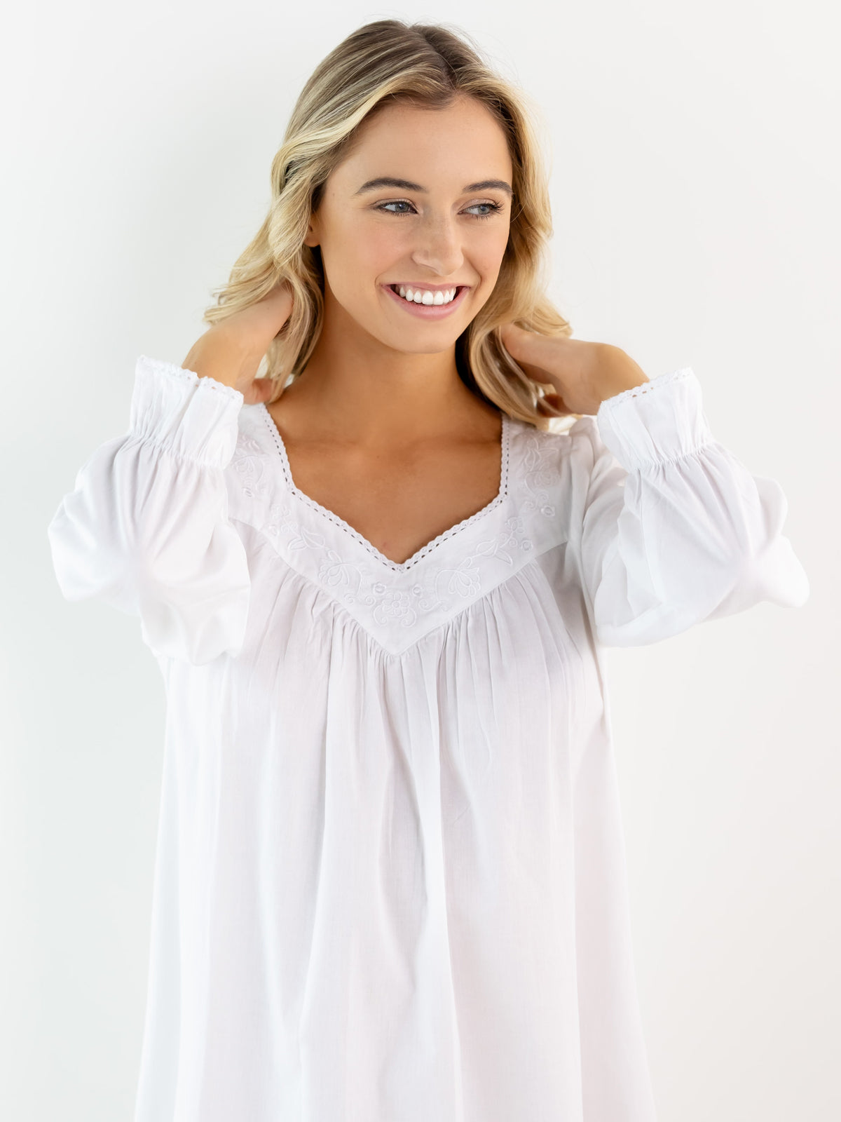 Adelaide White Cotton Nightgown