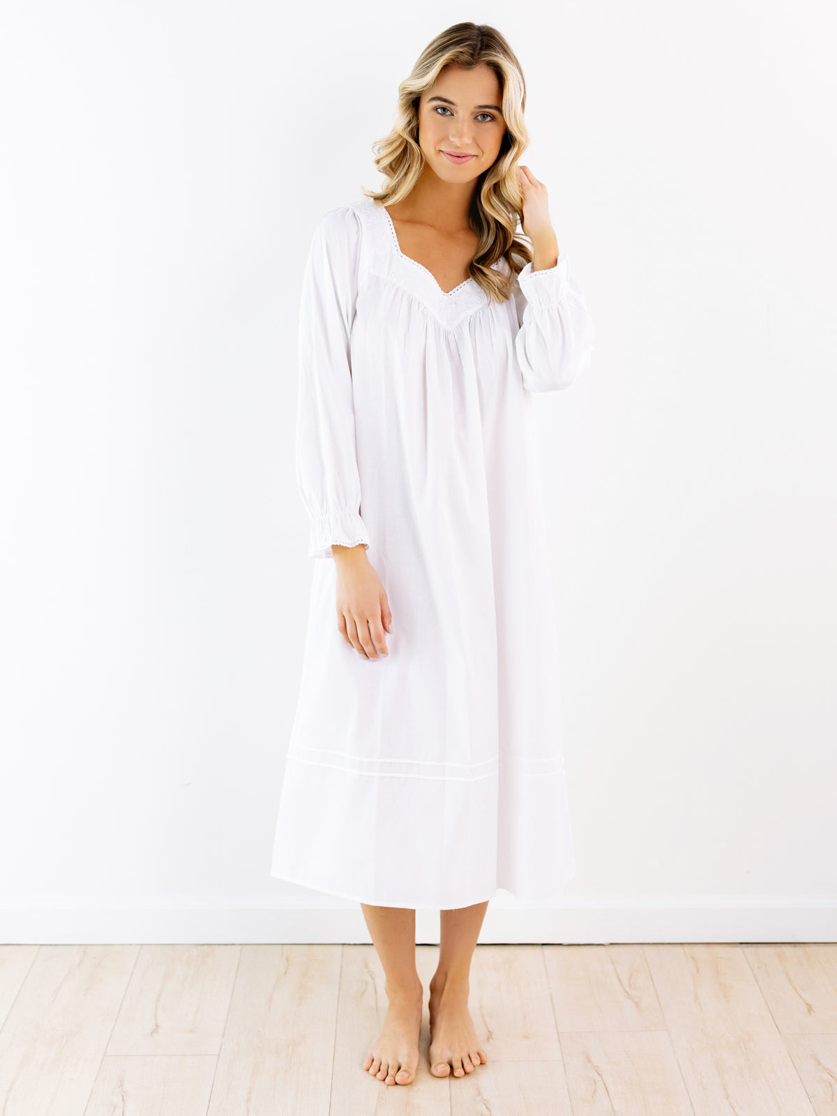 Adelaide White Cotton Nightgown