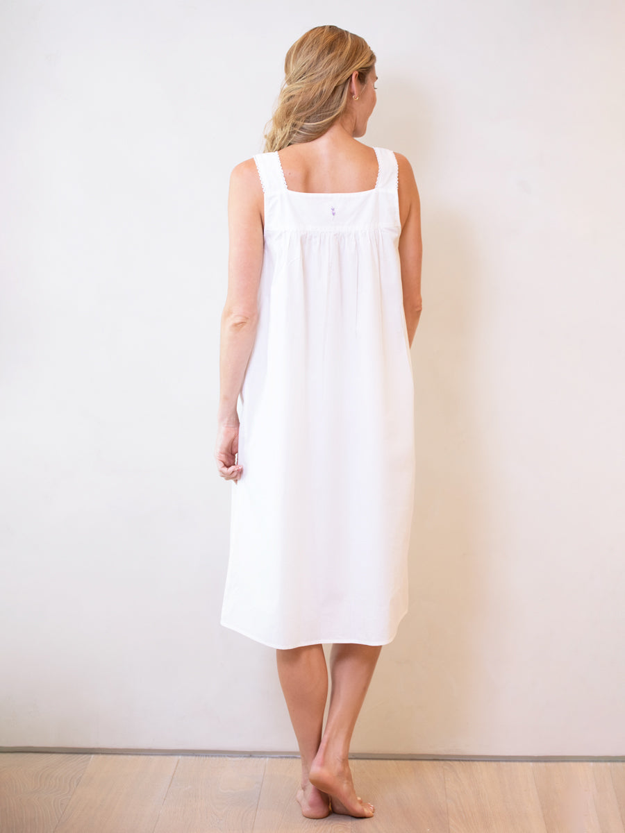 Violet White Cotton Nightgown