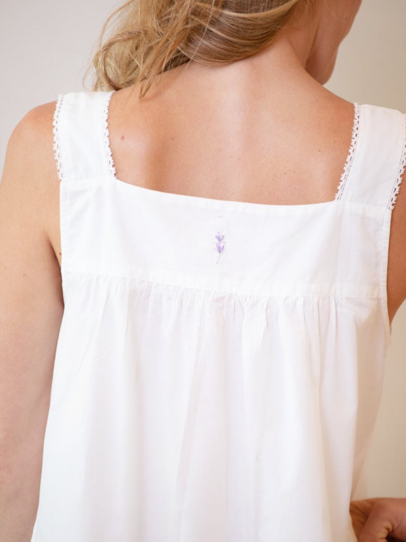 Violet White Cotton Nightgown