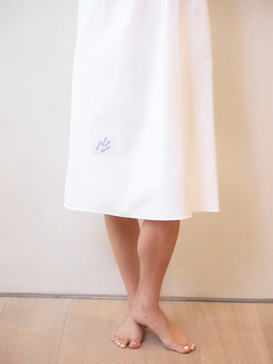 Violet White Cotton Nightgown
