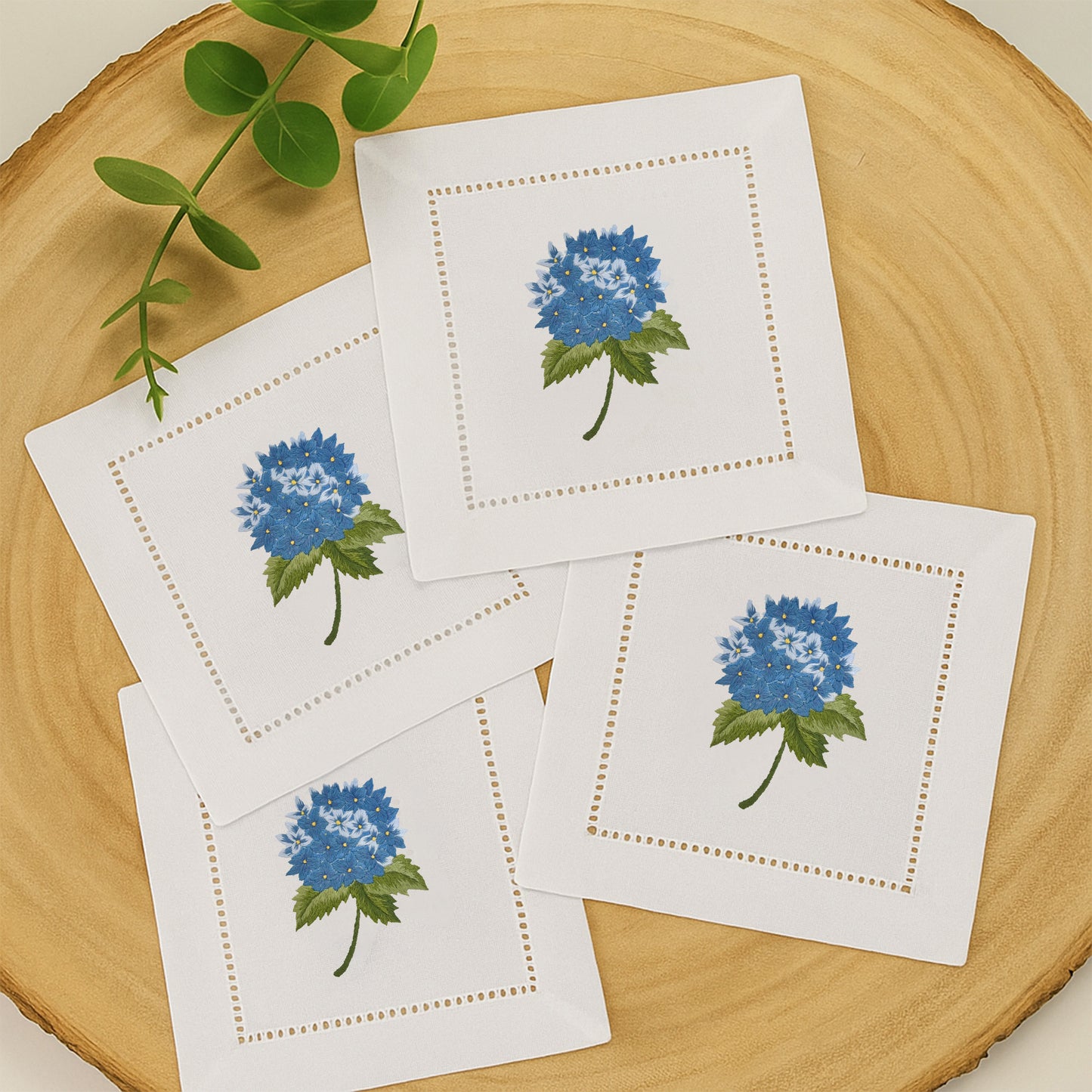Cocktail Napkins, French Hydrangea (Capri Blue), Set of 4