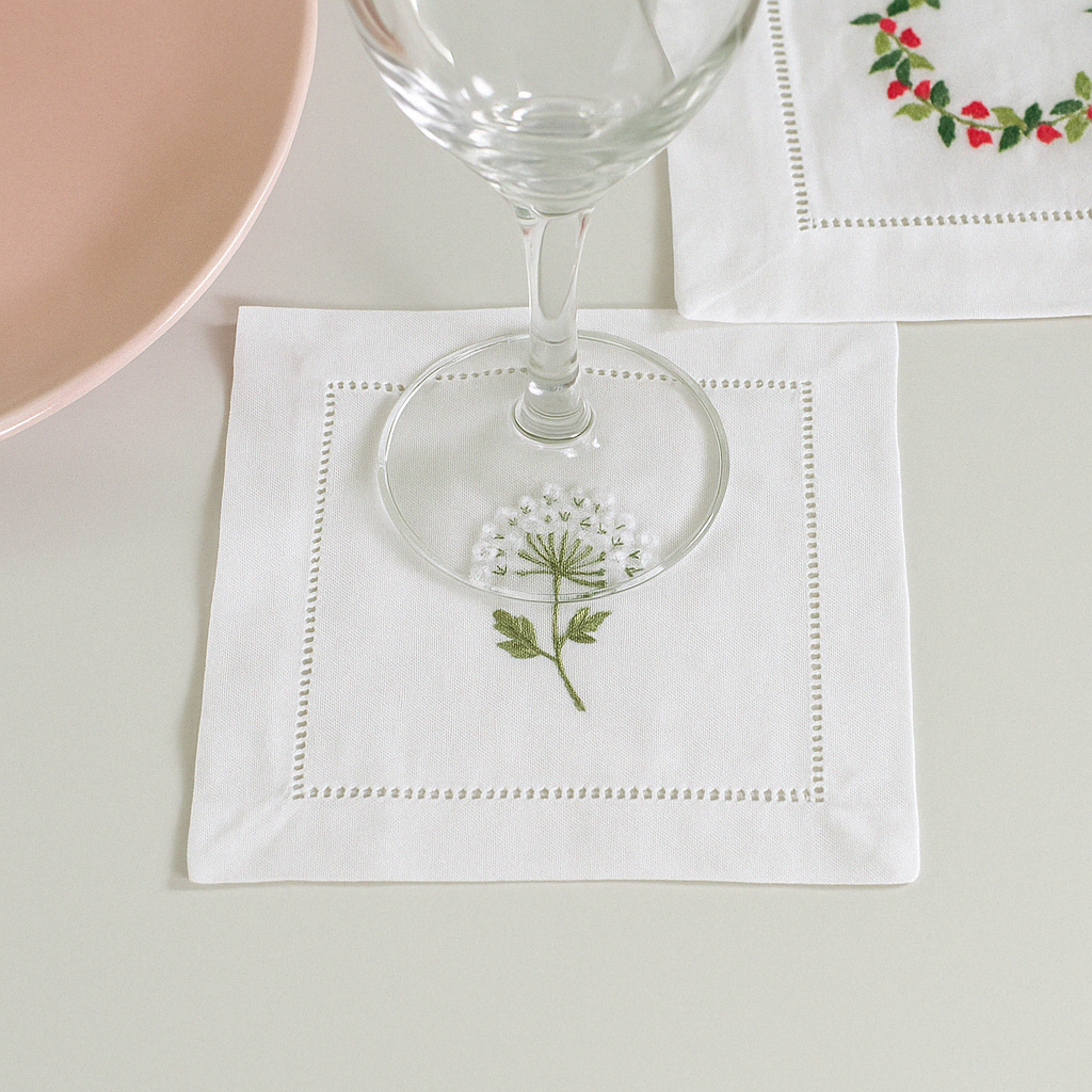 Hand Embroidered Cocktail Napkins – Set of 4