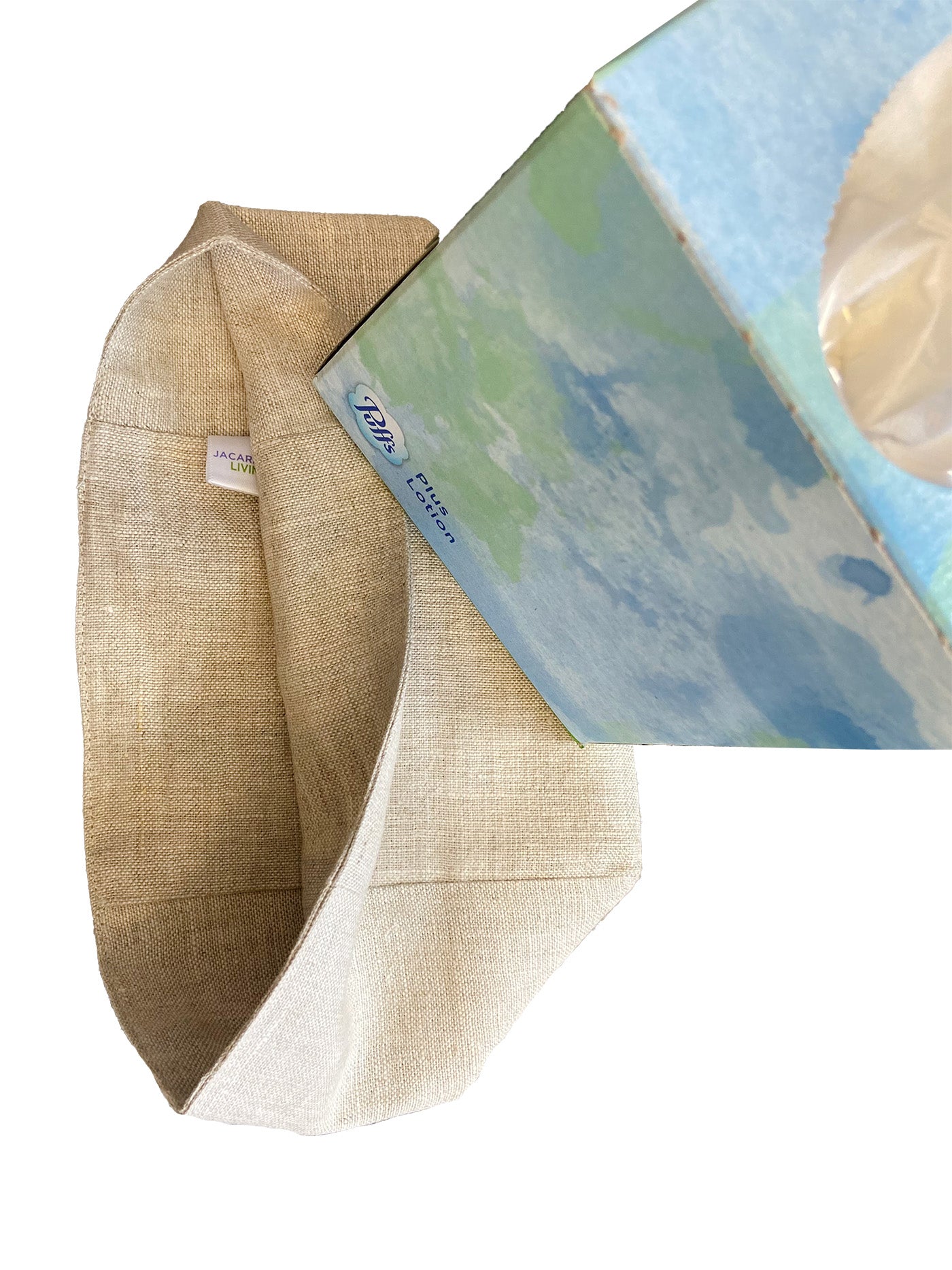 Tissue Box Cover - Natural Linen, Square Opening, No Embroidery