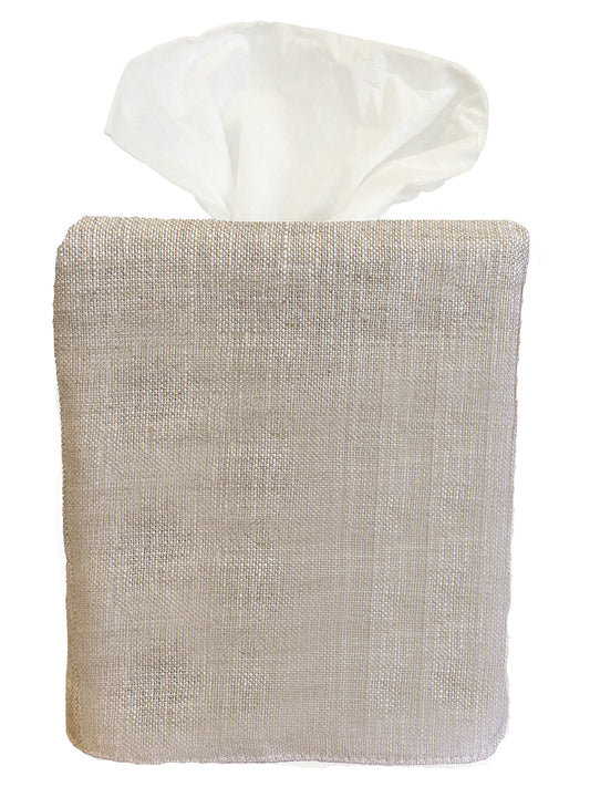 Tissue Box Cover - Natural Linen, Square Opening, No Embroidery