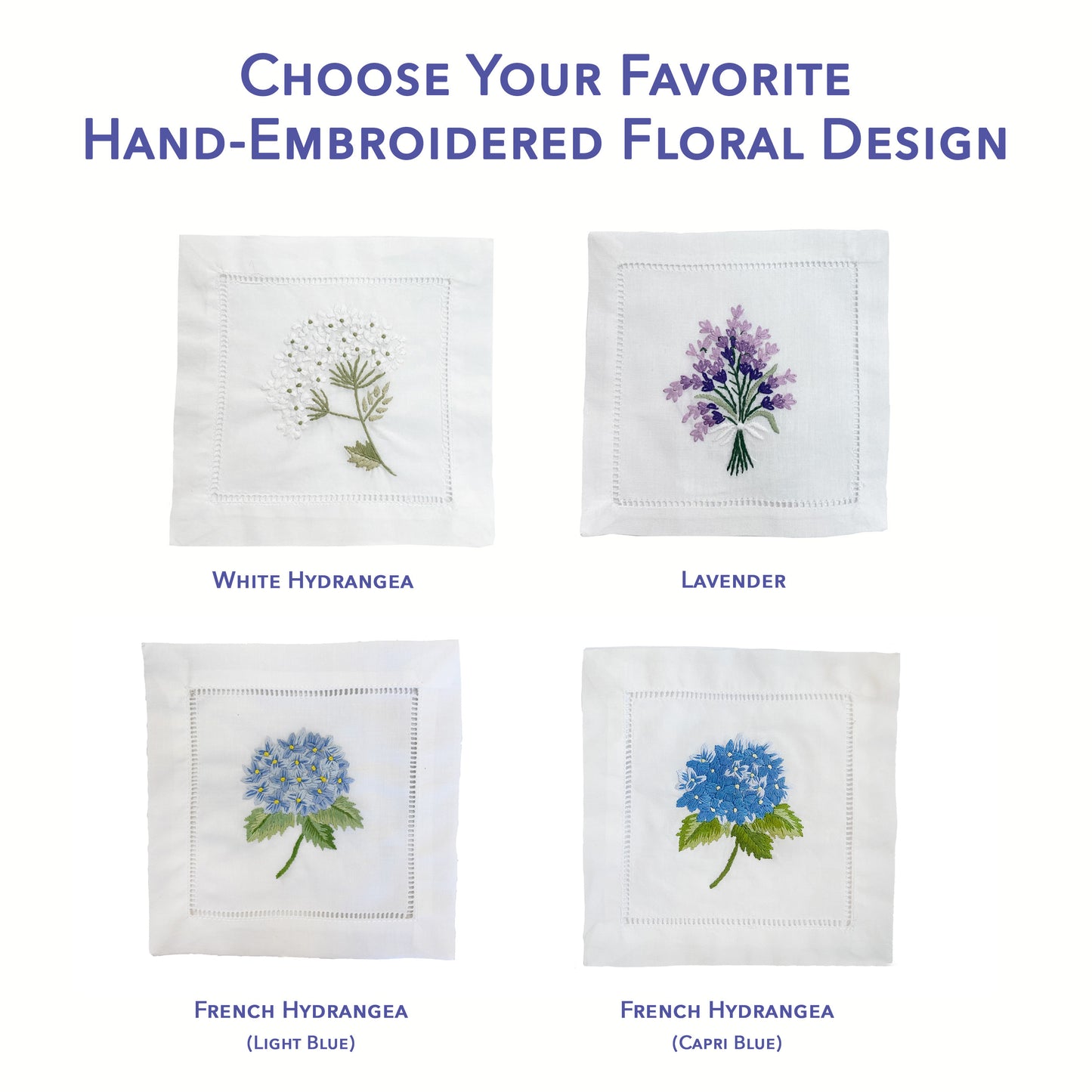 Hand Embroidered Cocktail Napkins – Set of 4