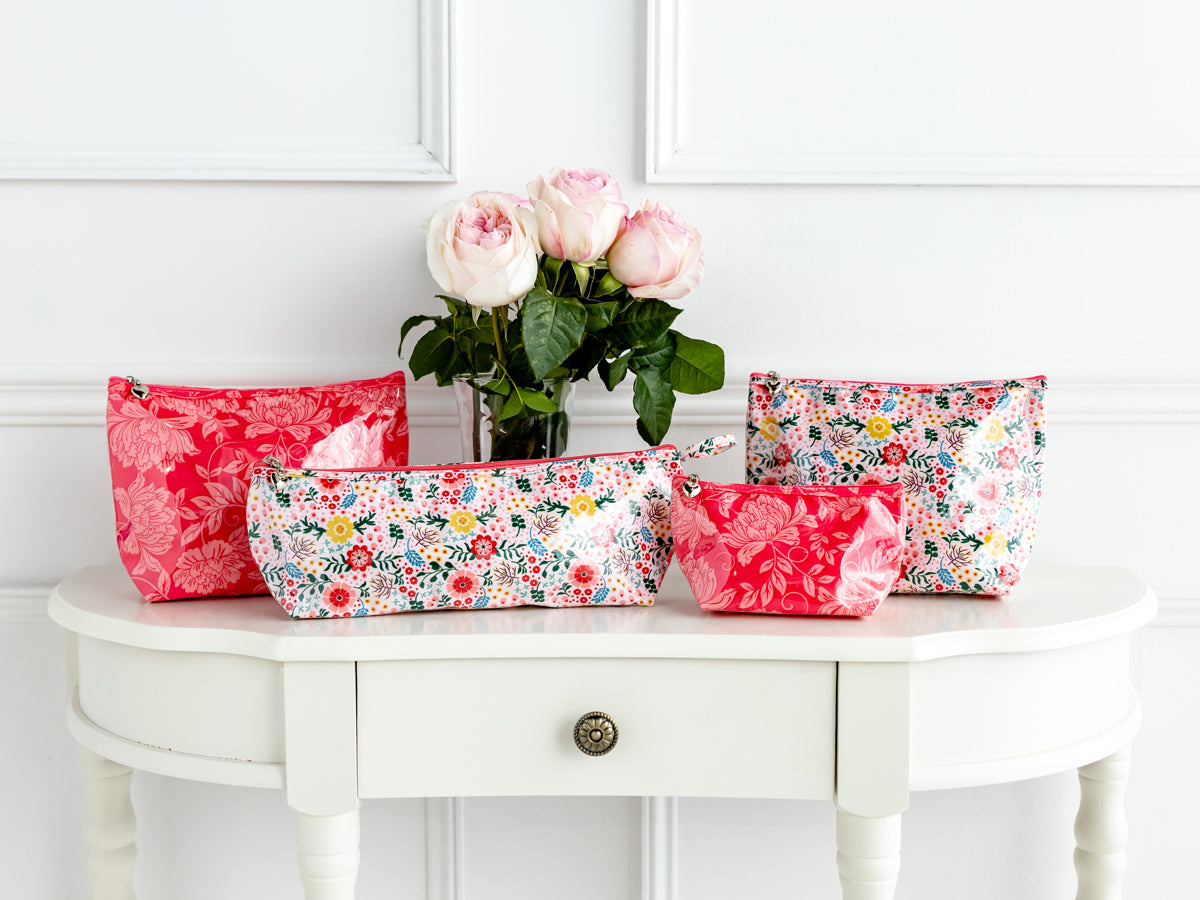 Cosmetic Bag (Medium), Peonies (Pink)