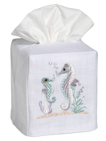 Tissue Box Cover, Embroidered Shell Collection
