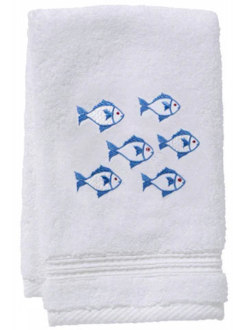 Guest Towel, Terry, Embroidered Sea Life