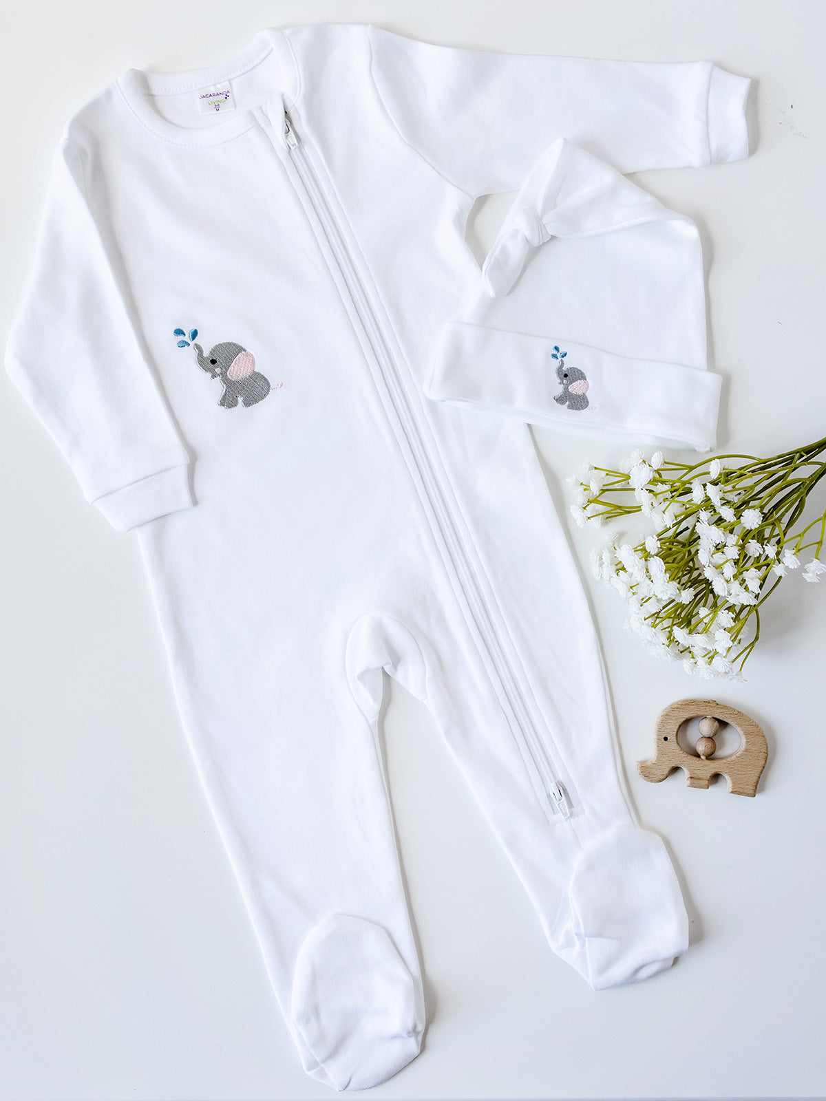 Baby Footie, Combed Cotton, Embroidered