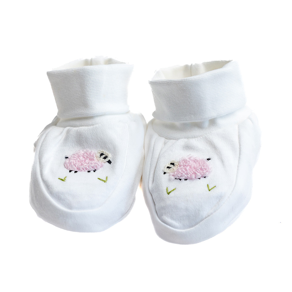 Baby Booties, Combed Cotton, Embroidered
