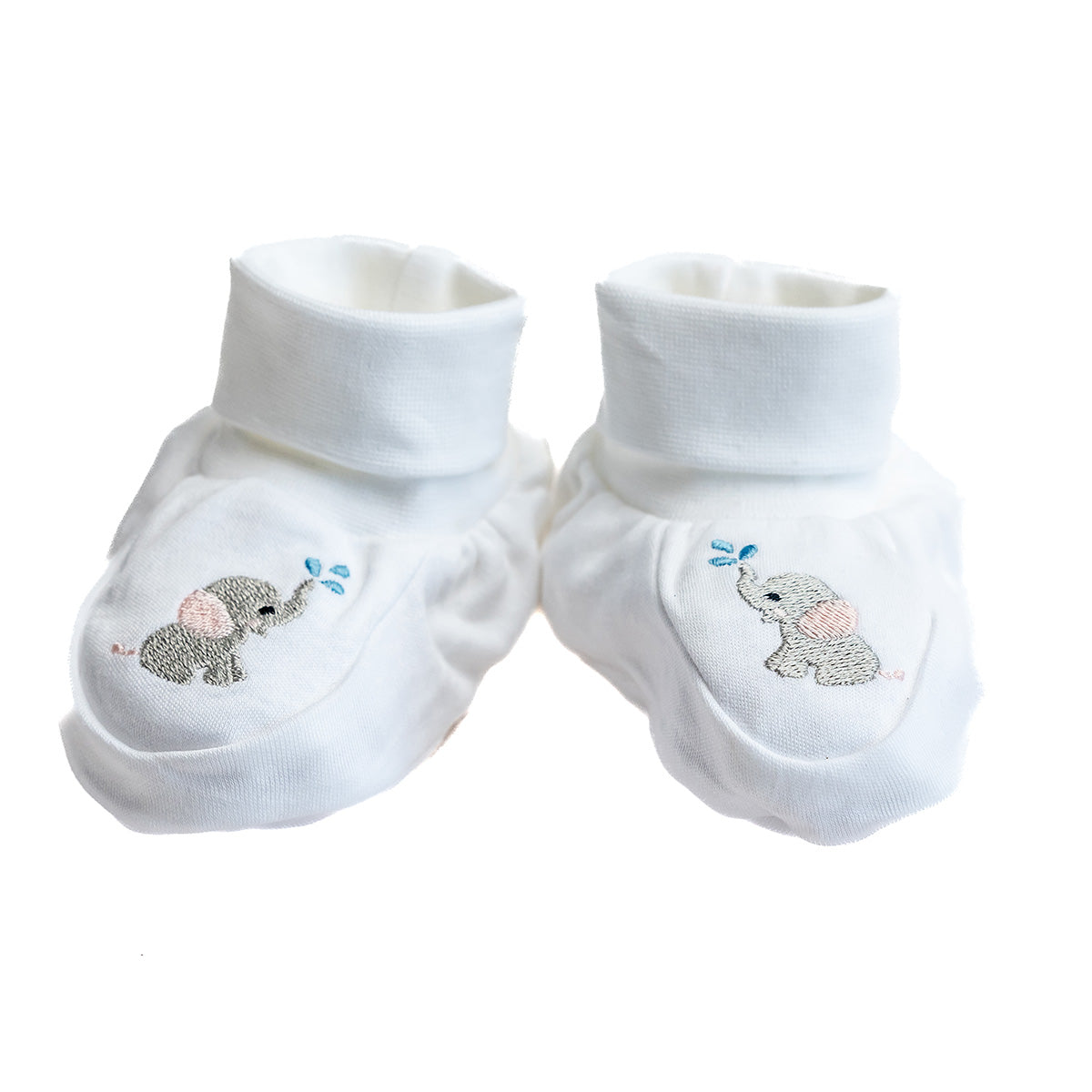 Baby Booties, Combed Cotton, Embroidered