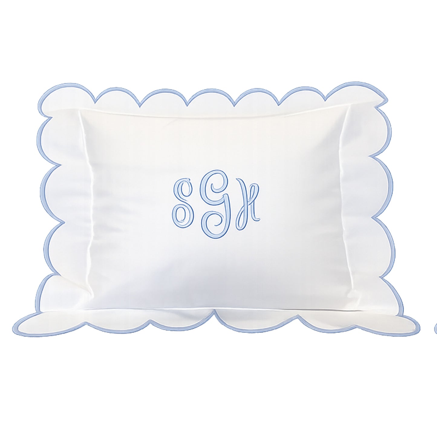 Boudoir Pillow Cover with Scalloped Flange - White