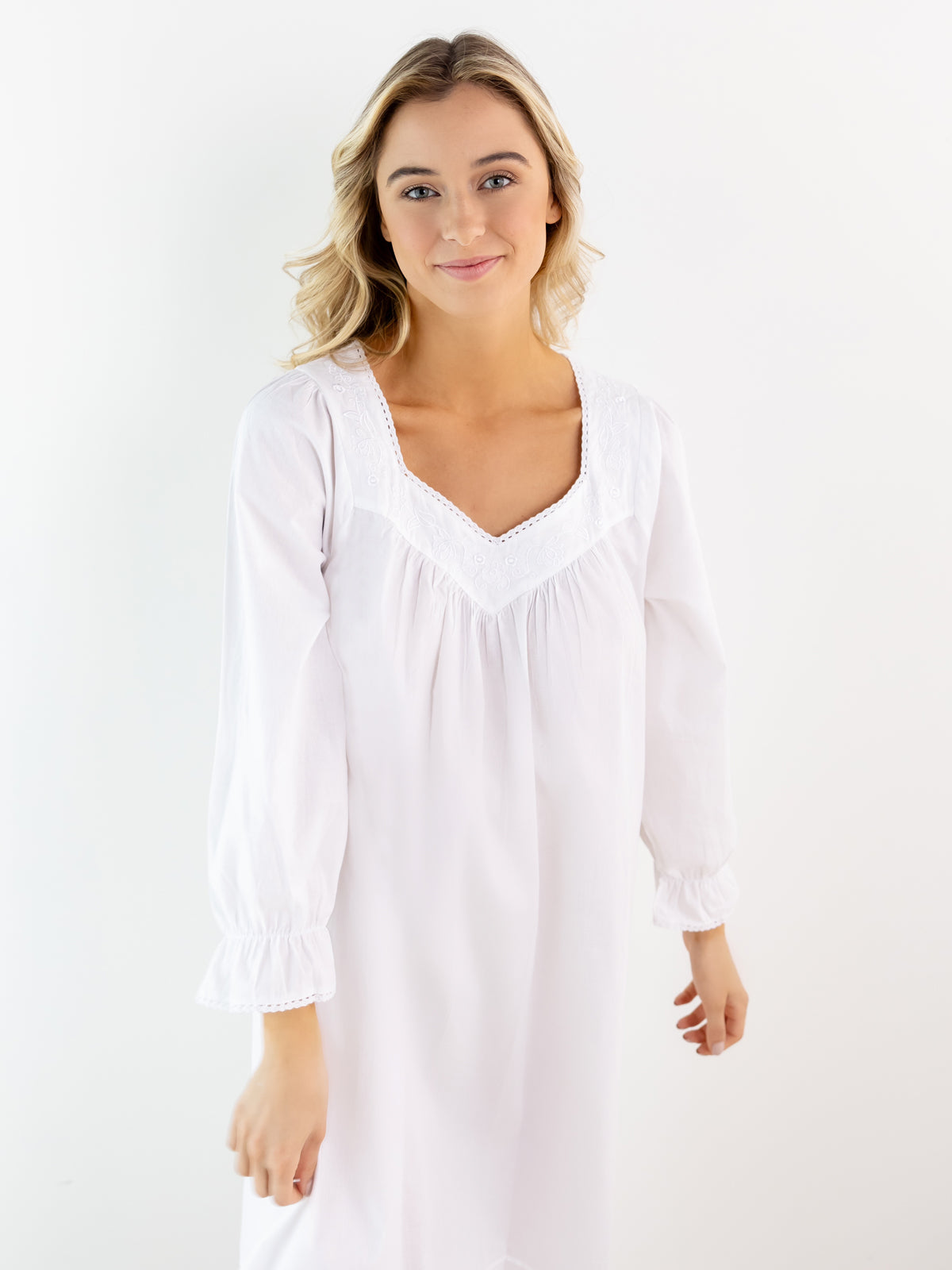 Adelaide White Cotton Nightgown