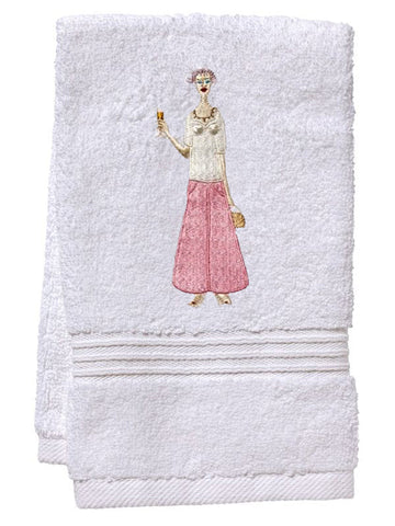 Guest Towel, Terry, Embroidered People